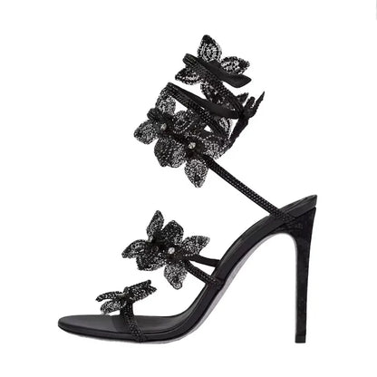 2025 Summer Designer Customized Fashion Women's High Heels Square Bow High Heels Sandals Crystal Diamond