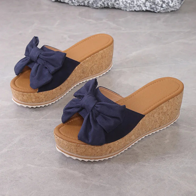 Sandales d'été compensées à semelle intérieure en PU tendance pour femmes, grande taille, vente en gros