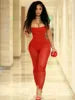 KSH7982 New Sexy Club Evening Fashion Strapless Tight and Slightly Transparent Jumpsuit Pants
