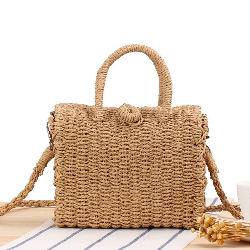 Gusure Ladies Summer Straw Woven Crossbody Bags Casual Small Hasp Shoulder Bag rafia Square Rattan Messenger Bag borse borsa