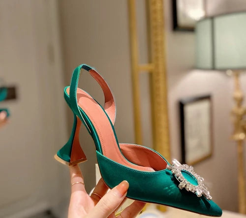 Estate europea e americana 2021 nuove scarpe da donna con tacco alto a punta girasole trapano fibbia punta chiusa sandali con tacco coppa di vino