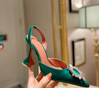 Estate europea e americana 2021 nuove scarpe da donna con tacco alto a punta girasole trapano fibbia punta chiusa sandali con tacco coppa di vino