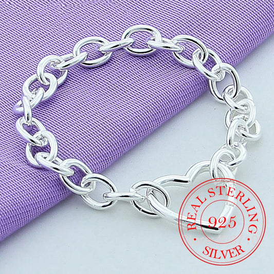 Bracelets Femme Argent Sterling 925 Boucle Cœur Bracelet pour Femmes Bracelets Romantiques Argent 925 Bijoux