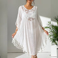 2024 Fabrikneu Sommer Damen Bikini Cover-up Quaste Handgemachte Häkel-Tunika Loose Strandbluse Kleid Bademode Strand Cover Ups