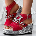 2026 NEW KJ Summer Sequined Platform Wedge Sandals - New Style - Outerwear with Belt Buckle - Women's Shoes for Lady