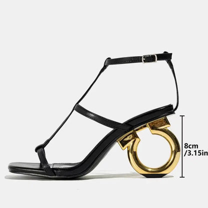 2024 New European American Style Sandals for Women Sexy Peep Toe Roman Pumps with Thin Heels and Buckle Strap Open Toe Design