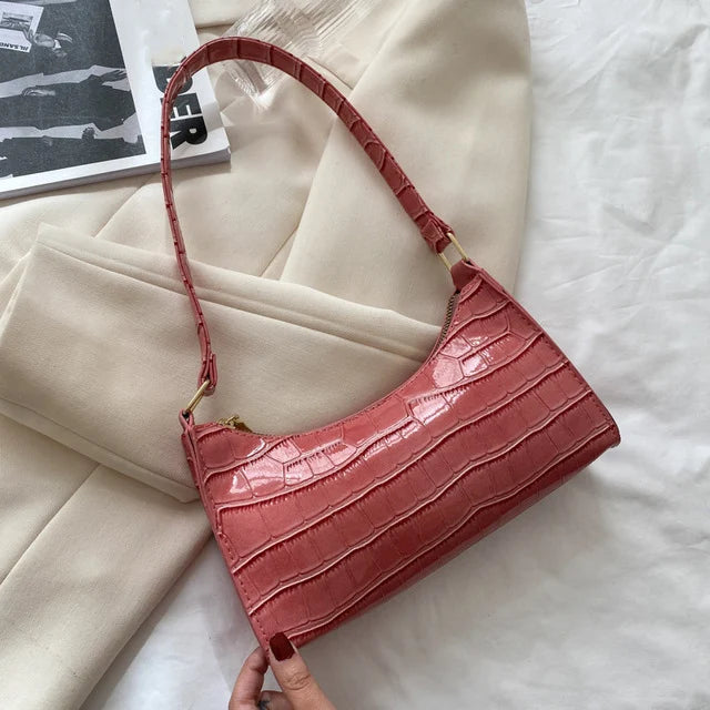 Borse in pelle PU moda per donna Borsa da ascella modello alligatore Borsa da donna piccola borsa a tracolla sotto le ascelle