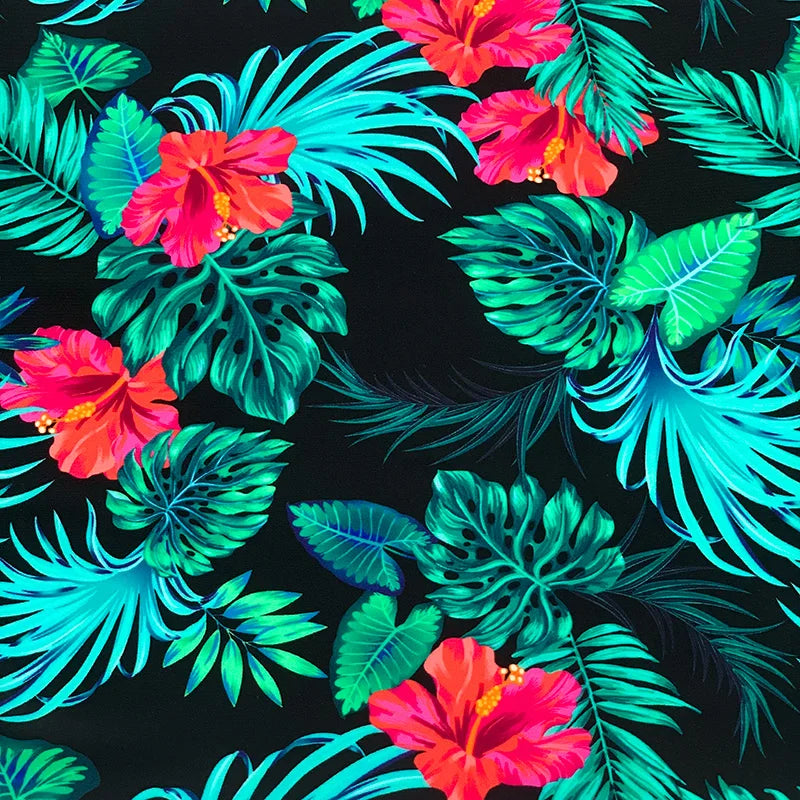 Factory Wholesale Textiles High Fastness Nylon Spandex Fabric Flower Leaf Patterns Printed Fabric Bikini Swimsuits for Women