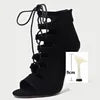 Chaussures latines roses à bout ouvert en daim, bottes de danse, Salsa, Tango, performance, pratique, chaussures de danse de salon, chaussures de jazz à la cheville pour femmes