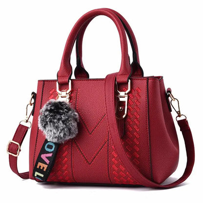 Borse a tracolla ricamate Borse da donna in pelle Borse da donna Sac a Main Borsa a mano con palla per capelli da donna