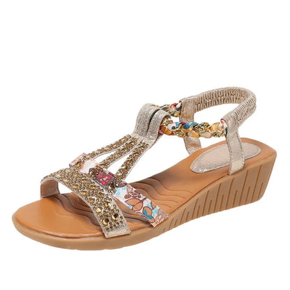 big size new Thick Bottom Slope Heel Women's Shoes with Velcro Buckle Strap Sandals for Women