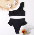 New Arrivals  3Colors One Shoulder Swimwear With Ruffle Sexy Woman High Waist Brazilian Bikini