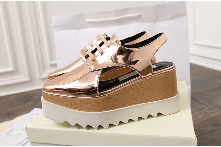 Genuine Leather Buckle Strap Sandals Breathable Sneakers Stars women summer rivets shoes Korean Style Platform Casual Shoes