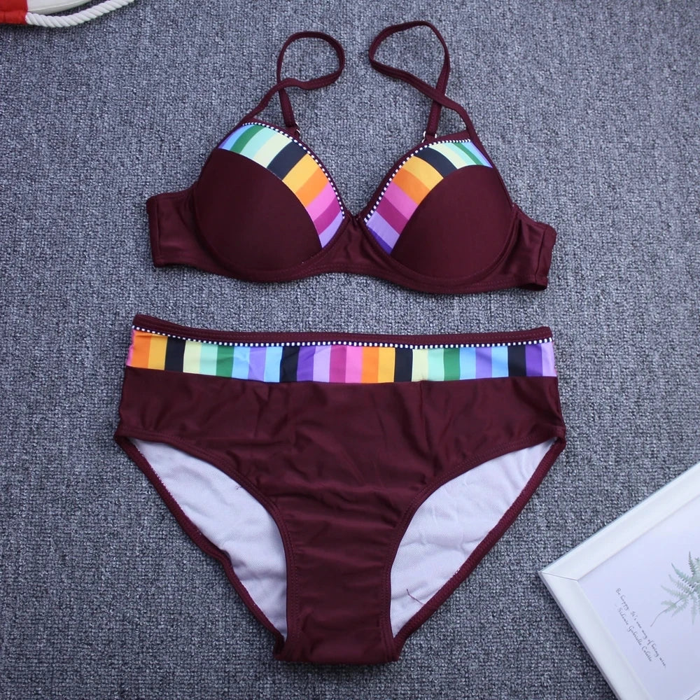 TW  Fashion Ladies Plus Size Bathing Suit XXXL Brazilian Bikini Two Piece Swimwear