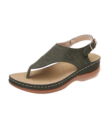 Women's Plus Size Summer Flat Sandals Roman Buckle Design Height Increasing Outdoor Stock Wholesale