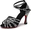 Brown Rhinestone Ballroom Dance Shoes Salsa Sandals Latin Bachata Performance Dancing Shoes