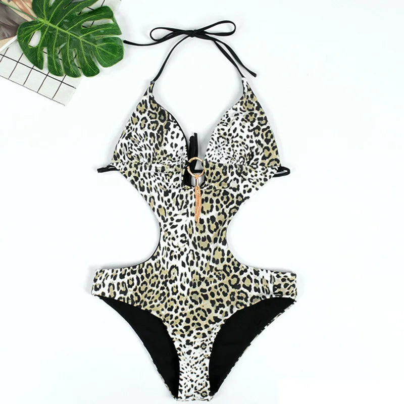 Swimwear Women Plus Size One Piece Swimsuit 2023 Push Up Monokini Bathing Suit Women's High Cut Swim Suit V neck Halter Trikini