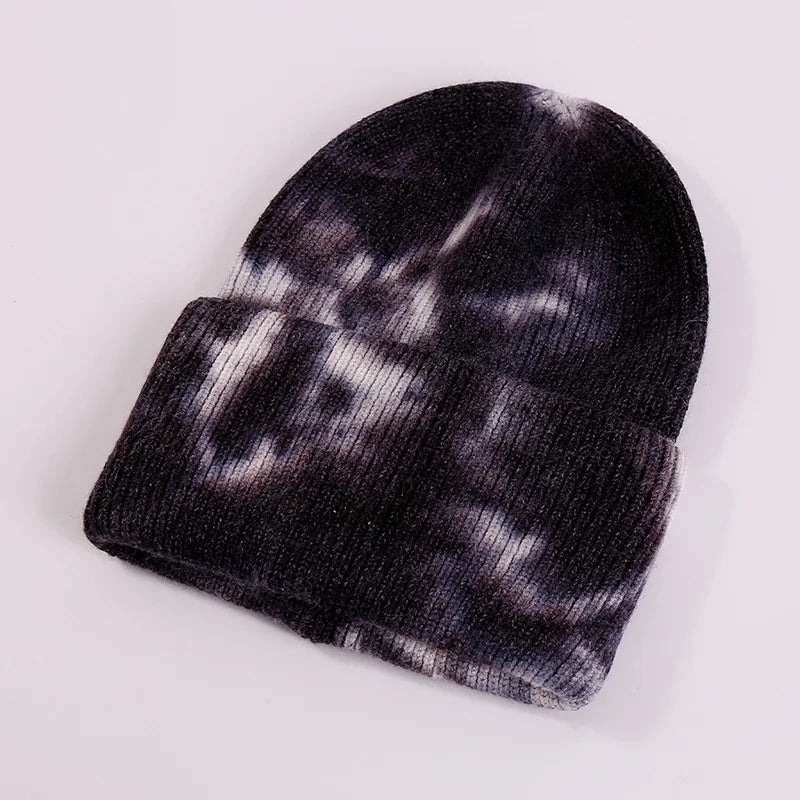 Unisex Cool Winter uomo donna gradiente Tie Dye Hat Skullies berretti acrilico Stretch Knit Sport antivento caldo cappellino corto melone R80