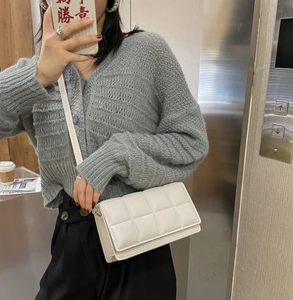 Nuove borse a tracolla moda tinta unita borsa a tracolla da viaggio femminile plaid piccole borse a tracolla in pelle PU per donna