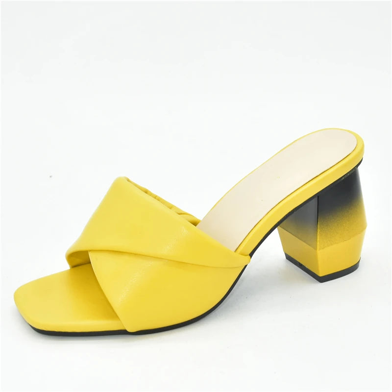 Latest Italian Ladies Shoes Nigerian Women Shoes Pu Leather Slingback Slipper for Party Open Toe Pumps High Heels Sexy Ladies