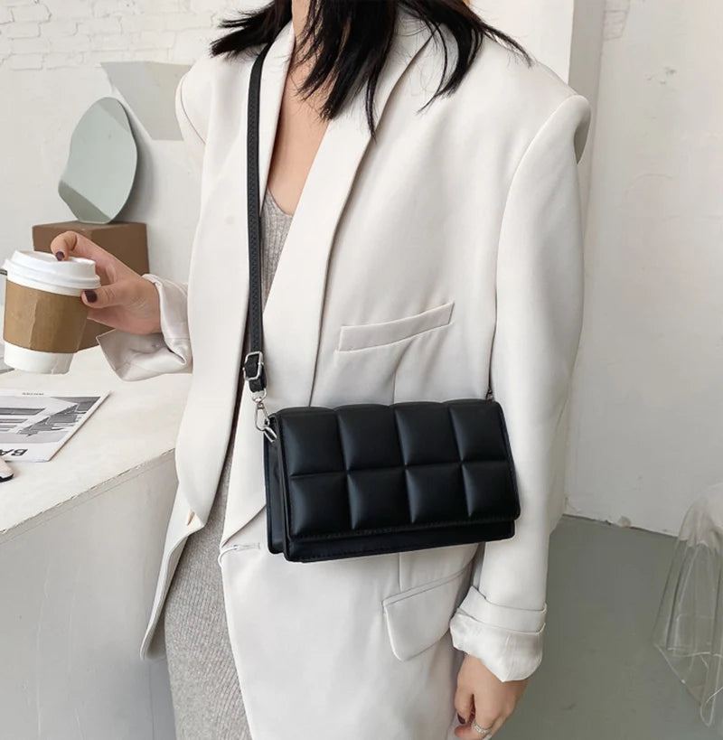 Nuove borse a tracolla moda tinta unita borsa a tracolla da viaggio femminile plaid piccole borse a tracolla in pelle PU per donna
