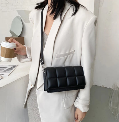 Nuove borse a tracolla moda tinta unita borsa a tracolla da viaggio femminile plaid piccole borse a tracolla in pelle PU per donna