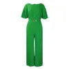 D3276 Loose Fit Fashion Overall mit Rundhalsausschnitt, hohem Bund, weitem Bein im afrikanischen Stil, aus Canvas-Stoff