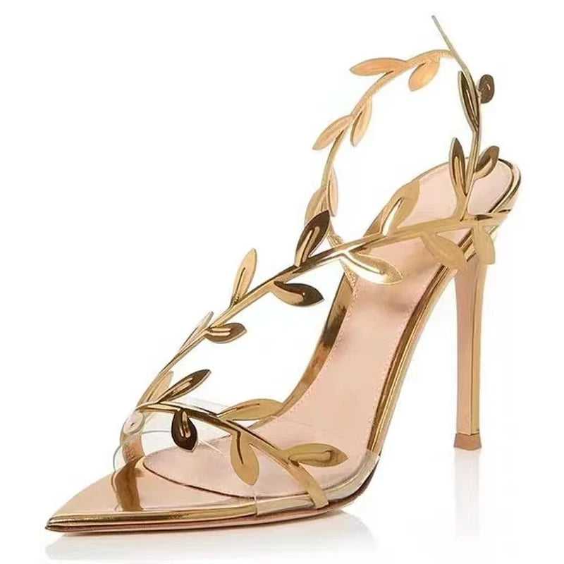 Metal Trendy Fashion Rose Gold Sole Sandals 2025 New Arrival Shoes Woman Heels for Women