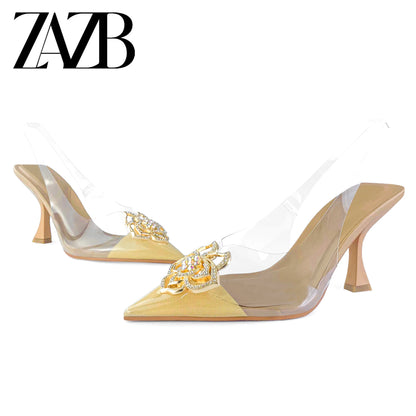 ZAZB Marque sur mesure Cuir Talons Hauts Chaussures pour femmes Sandales Mince Sexy Mariage Mariée Élégant Dames et Chaussures Pour Femmes