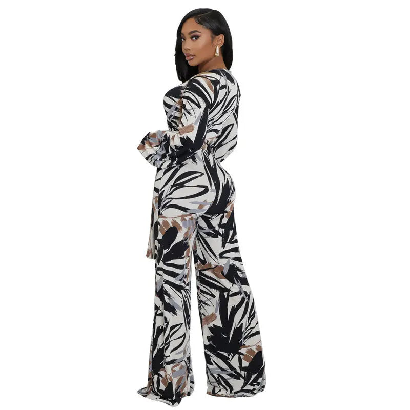 2025 Autumn Arrival Women's Trendy High-Waist Wide-Leg Jumpsuit Casual Floor-Length Draping Trousers