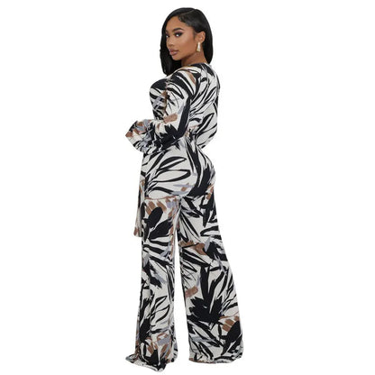 2025 Autumn Arrival Women's Trendy High-Waist Wide-Leg Jumpsuit Casual Floor-Length Draping Trousers