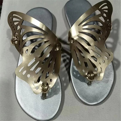 Nouvelle Mode Été Filles Bout Ouvert Plat Extérieur pour Chaussons Papillon Sandales en Cuir Léger Respirant et Antidérapant