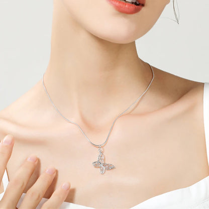 DOTEFFIL Collana con pendente a farfalla in argento sterling 925 18/20/22/24/28/30 pollici Catena del serpente per le donne Gioielli di fidanzamento di nozze