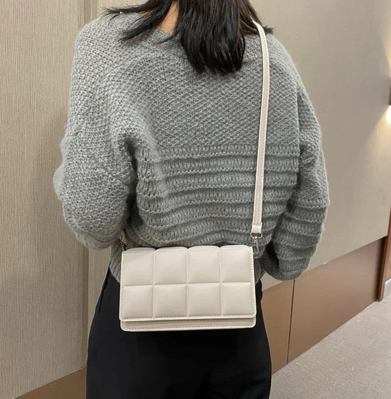 Nuove borse a tracolla moda tinta unita borsa a tracolla da viaggio femminile plaid piccole borse a tracolla in pelle PU per donna