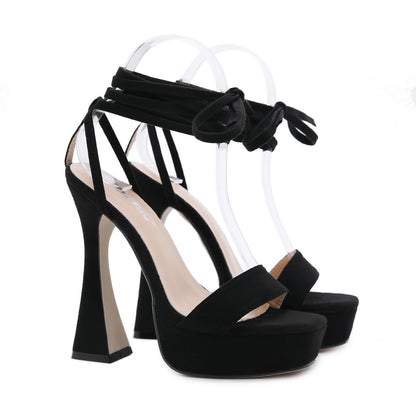 Nouveaux talons hauts sexy, ruban européen et américain, talon en verre, talon super haut, sandales unies pour femmes 41