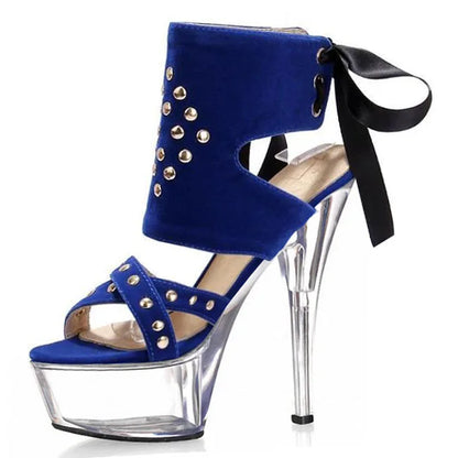 Sandales à talons hauts de 15 cm pour femmes, style gothique fétichiste, grande taille, talons aiguilles, bout ouvert, pour travestis, robe complète, talons hauts à bout ouvert