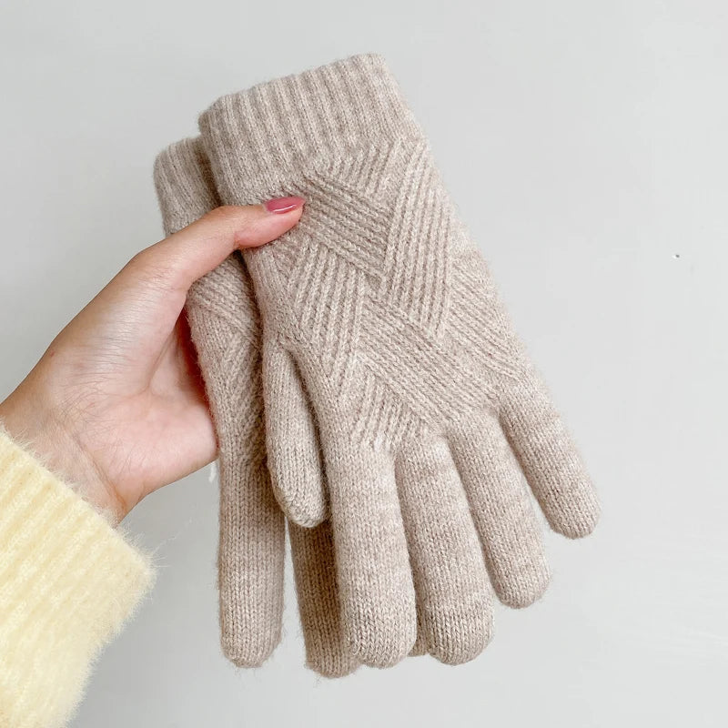 Guanti in cashmere touch screen per donna uomo Guanti invernali caldi in maglia termica a doppio strato ispessito antivento a prova di freddo
