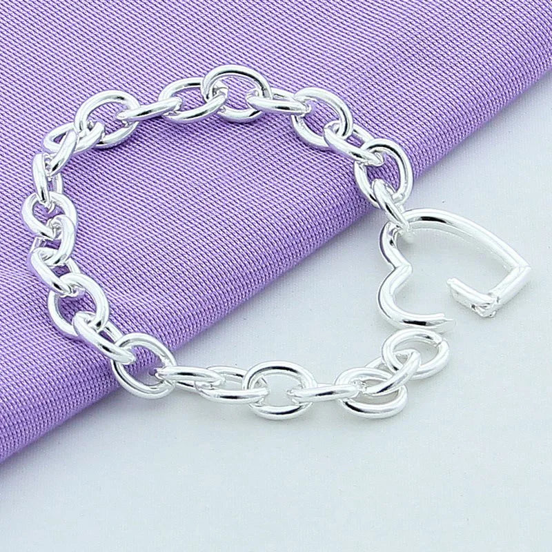 Bracelets Femme Argent Sterling 925 Boucle Cœur Bracelet pour Femmes Bracelets Romantiques Argent 925 Bijoux