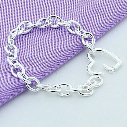 Bracelets Femme Argent Sterling 925 Boucle Cœur Bracelet pour Femmes Bracelets Romantiques Argent 925 Bijoux