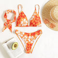 Triangle Top With Pad 3Pieces Bikini Set Hair Band Swimwear