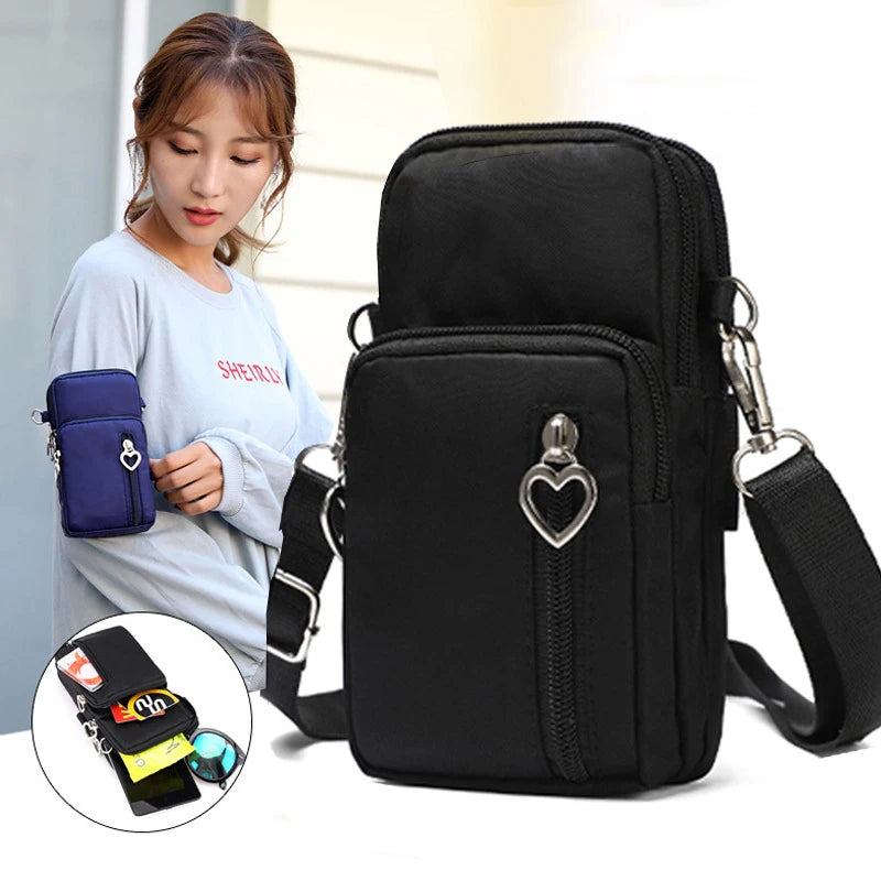 Borse a tracolla per donna Borsa piccola casual multifunzione in nylon impermeabile Custodia per cellulare Borsa a tracolla Borsa sportiva