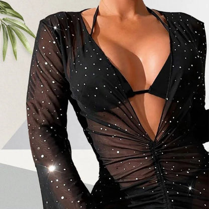 Womens 3 Piece Hot Bikini Swimwear Bikini Set Swimsuit With Cover Ups and Beachwear Dress Bathing Suit Cover Ups for Woman Sexy