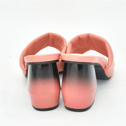 Latest Italian Ladies Shoes Nigerian Women Shoes Pu Leather Slingback Slipper for Party Open Toe Pumps High Heels Sexy Ladies