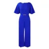D3276 Loose Fit Fashion Overall mit Rundhalsausschnitt, hohem Bund, weitem Bein im afrikanischen Stil, aus Canvas-Stoff