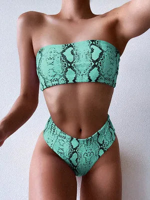 Sexy Bandeau Bikinis Damen Badeanzug Push Up Bademode Print Bikini Set Weibliche Brasilianische Bikinis Strandmode Sommer High Waist Swim