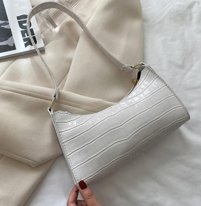 Borse in pelle PU moda per donna Borsa da ascella modello alligatore Borsa da donna piccola borsa a tracolla sotto le ascelle