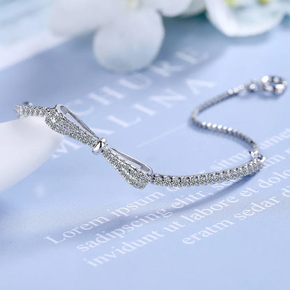 Bracelet pour femmes en argent sterling 925, nœud papillon, zircon brillant, bracelet de tennis Pulsera Plata 925 Mujer, bijoux de fête de mariage pour filles, cadeaux