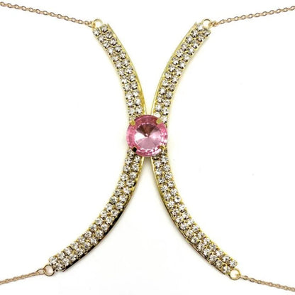 Sexy BodyChain Necklace Elegant Summer Crystal Rhinestone Crossover Waist Belly Chain Bikini Accessories 0762