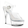 Transparent 15 cm Crystal High Heels Model Fashion Sandals Platform Leaky Toe Large Striptease Shoes