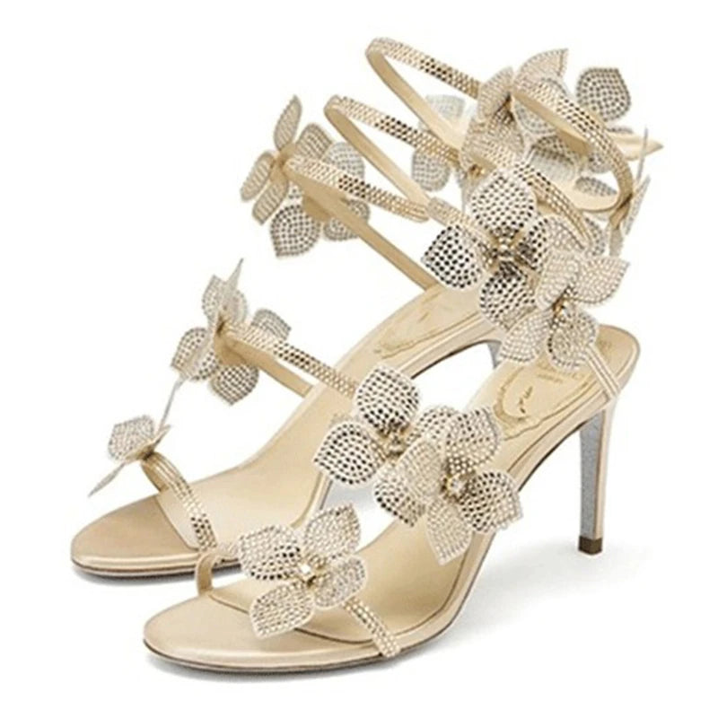 2025 Summer Designer Customized Fashion Women's High Heels Square Bow High Heels Sandals Crystal Diamond